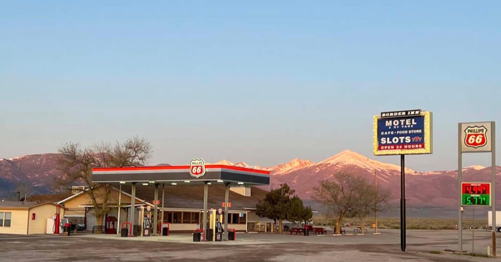 Border Inn Baker Nevada showing a roadside inn serving as a rest stop and local landmark for travelers