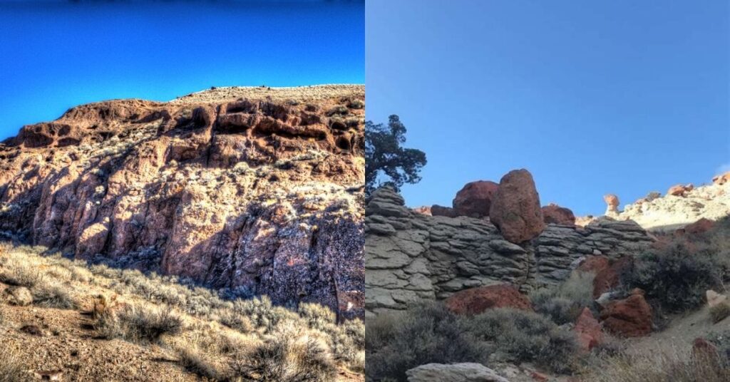 Things to do in Nixon showing Incandescent Rocks with colorful layered rock formations, visible mineral patterns, textured surfaces, and open terrain for slow observation