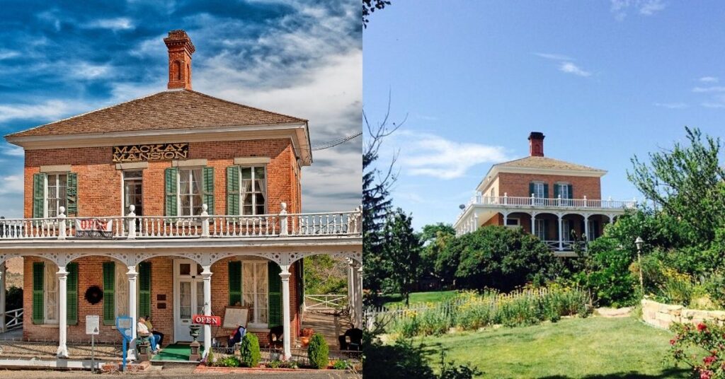 Things to do in Virginia City showing the exterior and historic rooms of Mackay Mansion